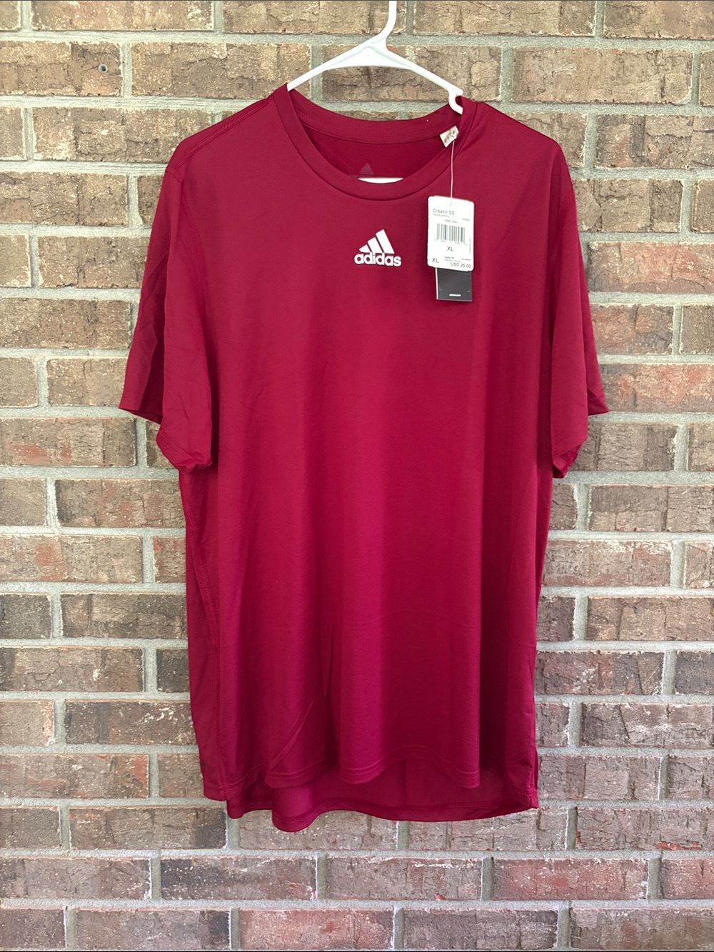 adidas Men's Wine Red Short Sleeve Performance Tee